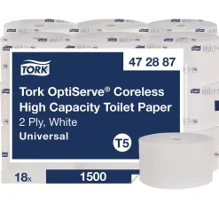 Tork 472887 2-Ply OptiServe High-Capacity Coreless Toilet Paper - White (18/Carton)