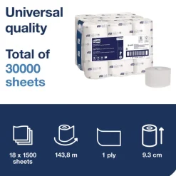Tork 472887 2-Ply OptiServe High-Capacity Coreless Toilet Paper - White (18/Carton)