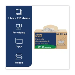 Tork 16.34 x 14 1-Ply Industrial Cleaning Cloths - Gray (210/Carton)