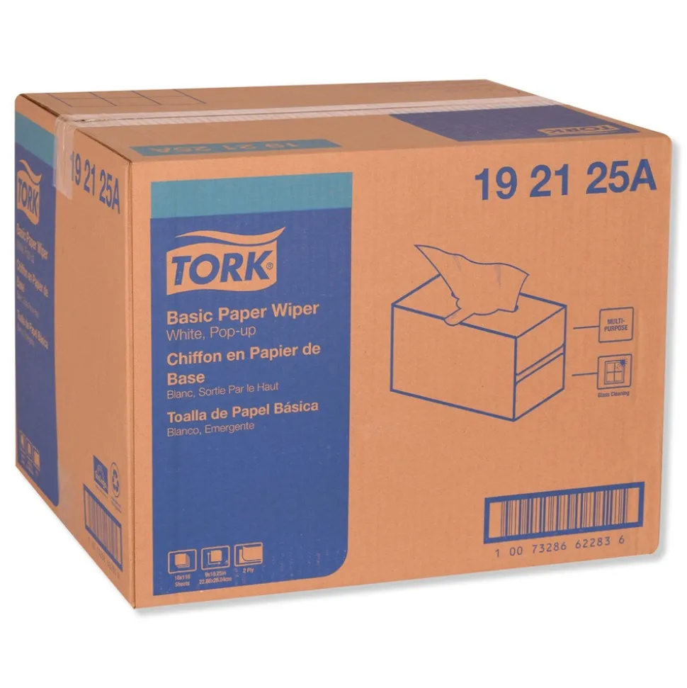 Tork 192125A 9 x 10.25 2-Ply Multipurpose Paper Wiper - White (18/Carton)