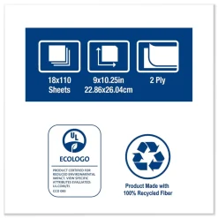 Tork 192125A 9 x 10.25 2-Ply Multipurpose Paper Wiper - White (18/Carton)