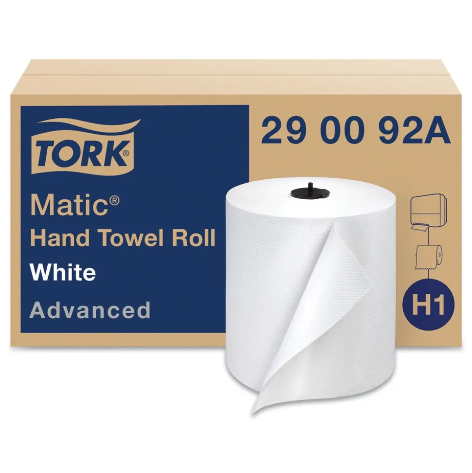 Tork 290092A Advanced Matic 7.7 in. x 525 ft. 2-Ply Hand Towel Roll - White (6/Carton)