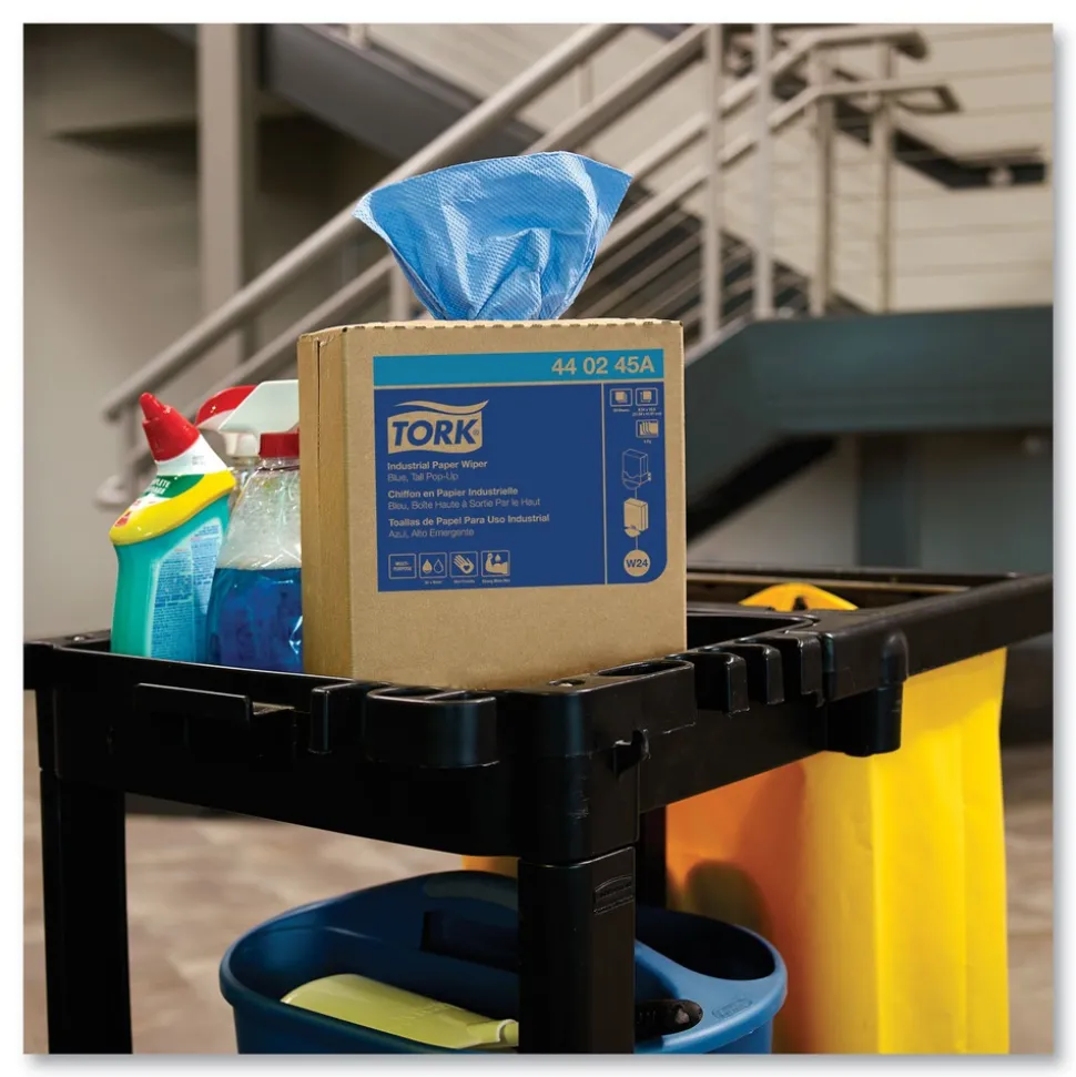 Tork 440245A 4-Ply 8.54 in. x 16.5 in. Unscented Industrial Paper Wiper - Blue (900/Carton)