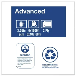 Tork Advanced 3.48 in. x 1,600 ft. 2-Ply Septic Safe Jumbo Bath Tissue - White (6/Carton)