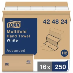Tork Advanced 9 x 9.5 1-Ply Multifold Hand Towel - White (16/Carton)