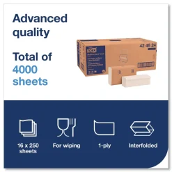 Tork Advanced 9 x 9.5 1-Ply Multifold Hand Towel - White (16/Carton)