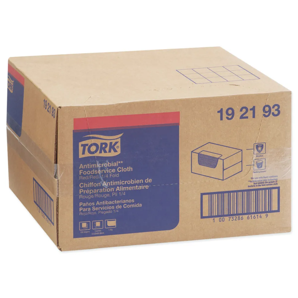 Tork 150/Carton 13 in. x 24 in. Odor Resistant Foodservice Cloths - Red