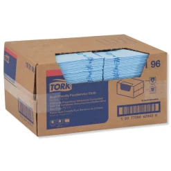 Tork 150/Carton 13 in. x 21 in. Quat Friendly 1/4 Fold Foodservice Cleaning Towel - Blue