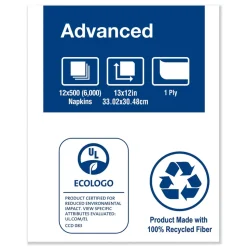 Tork D820 1-Ply 13 in. x 12 in. Advanced Soft Minifold Dispenser Napkins White (6000/Carton)