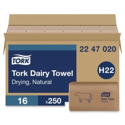 Tork Dairy Towel 1-Ply 9.12 x 10.25 Natural 250 Sheets/Pack 16 Packs/Carton