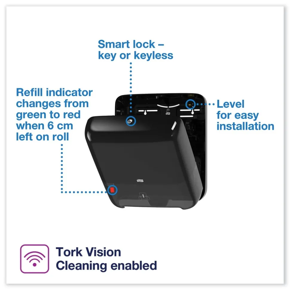 Tork Elevation Matic 13.2 in. x 8.1 in. x 14.65 in. Hand Towel Roll Dispenser - Black (1/Carton)