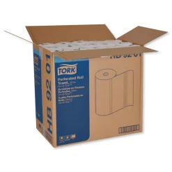 Tork HB9201 Handi-Size 2-Ply 11 in. x 6.75 in. Perforated Roll Towels - White (120/Roll, 30/Carton)