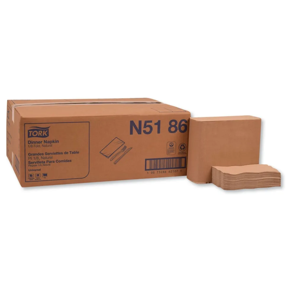 Tork N5186 1-Ply 15 in. x 17 in. Universal One-Ply Dinner Napkins - Natural (12/Carton)