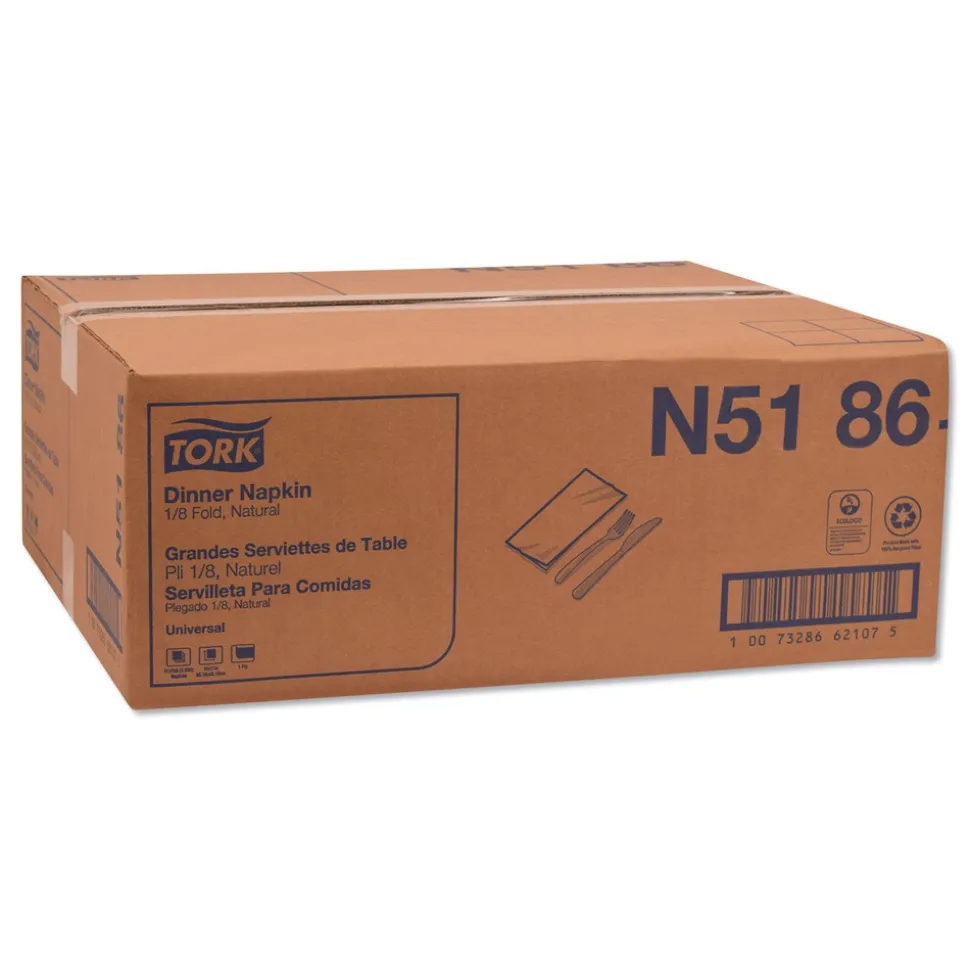 Tork N5186 1-Ply 15 in. x 17 in. Universal One-Ply Dinner Napkins - Natural (12/Carton)