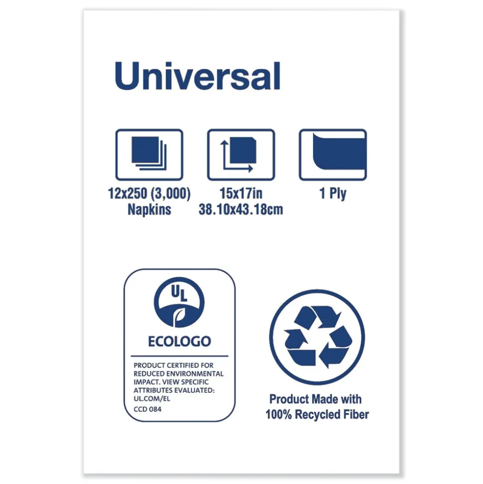 Tork N5186 1-Ply 15 in. x 17 in. Universal One-Ply Dinner Napkins - Natural (12/Carton)