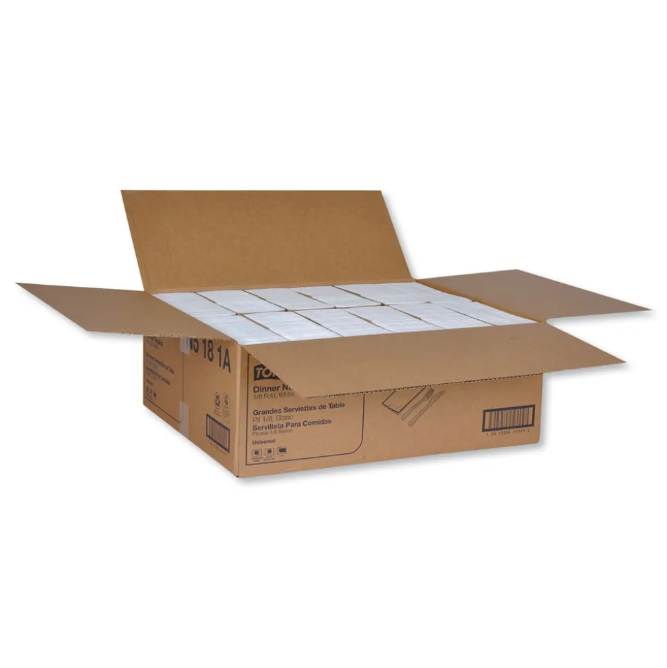 Tork N5181A 1-Ply 15 in. x 17 in. 1/8 Fold Universal Dinner Napkins - White (3000/Carton)