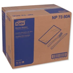 Tork NP7380A 3-Ply 17 in. x 16.125 in. 1/8 in. Fold Advanced Dinner Napkin - White (1740/Carton)