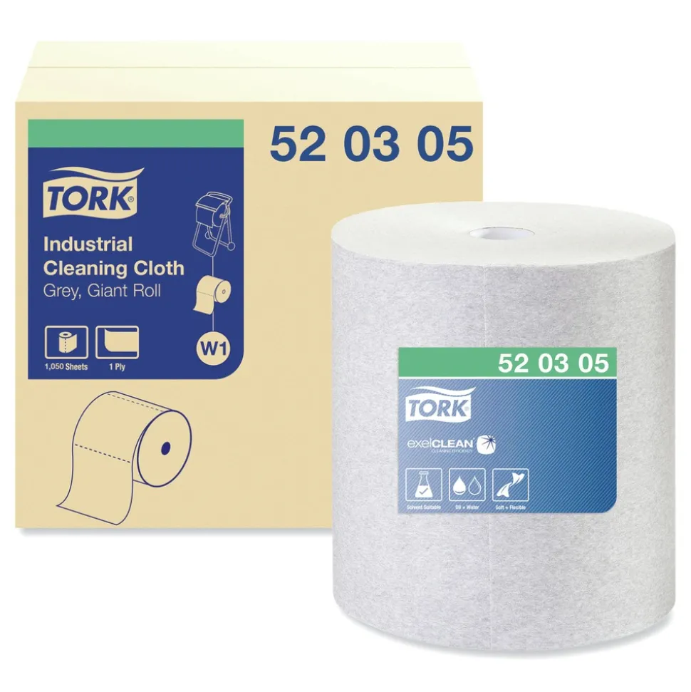 Tork 1-Ply 12.6 in. x 13.3 in. Industrial Cleaning Cloths - Gray (1/Carton)