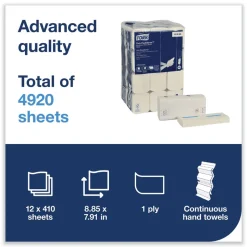 Tork 1-Ply 7.91 in. x 8.85 in. PeakServe Continuous Hand Towel - White (12/Carton)