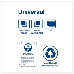 Tork 1-Ply 13 in. x 12 in. Universal Masterfold Dispenser Napkins - White (6000/Carton)