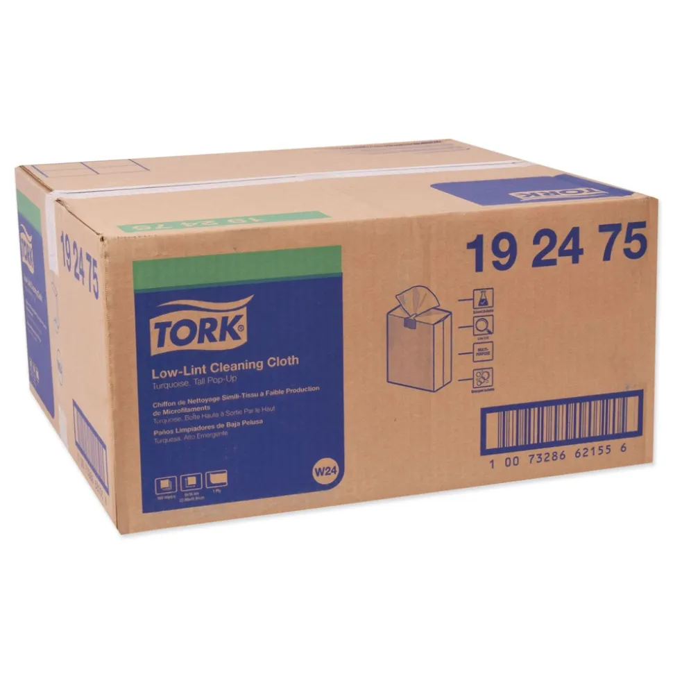 Tork 1-Ply 9 in. x 16.5 in. Unscented Low-Lint Cleaning Cloth - Turquoise (800/Carton)