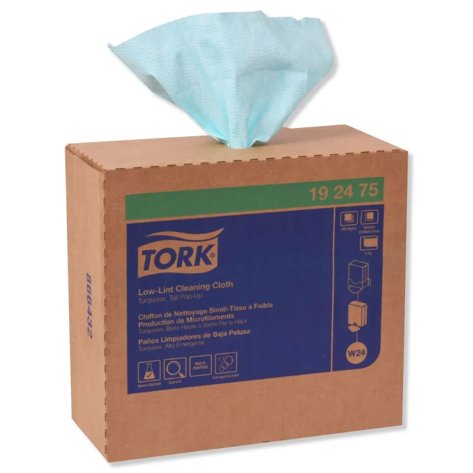 Tork 1-Ply 9 in. x 16.5 in. Unscented Low-Lint Cleaning Cloth - Turquoise (800/Carton)