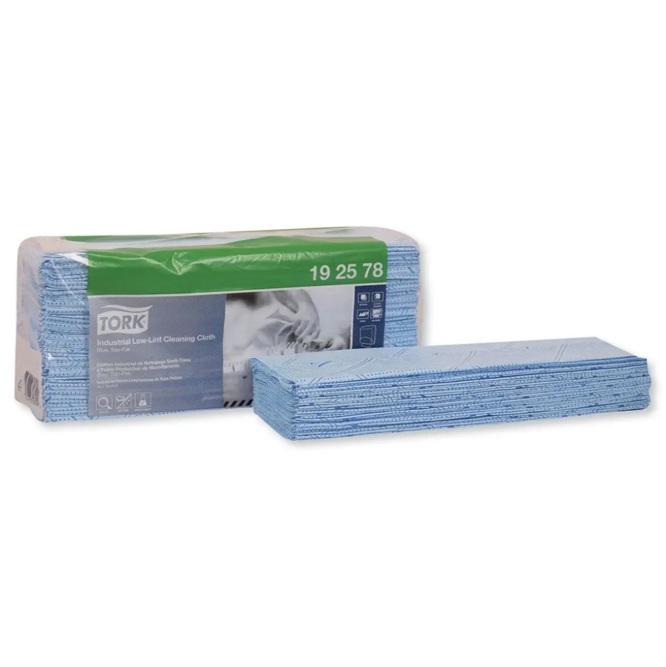 Tork 1-Ply 15.4 in. x 12.8 in. Unscented Low-Lint Cleaning Cloth - Blue (5/Carton)