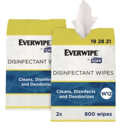 Tork 1-Ply 8 x 6 Disinfectant Wipe Jumbo Rolls - Lemon/White (2/Carton)