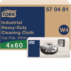 Tork 1-Ply 13.97 x 4.25 in. Industrial Heavy-Duty Cleaning Cloth - Unscented, White (4/Carton)