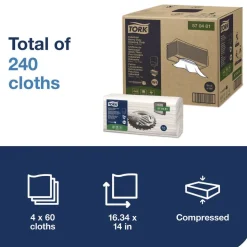 Tork 1-Ply 13.97 x 4.25 in. Industrial Heavy-Duty Cleaning Cloth - Unscented, White (4/Carton)