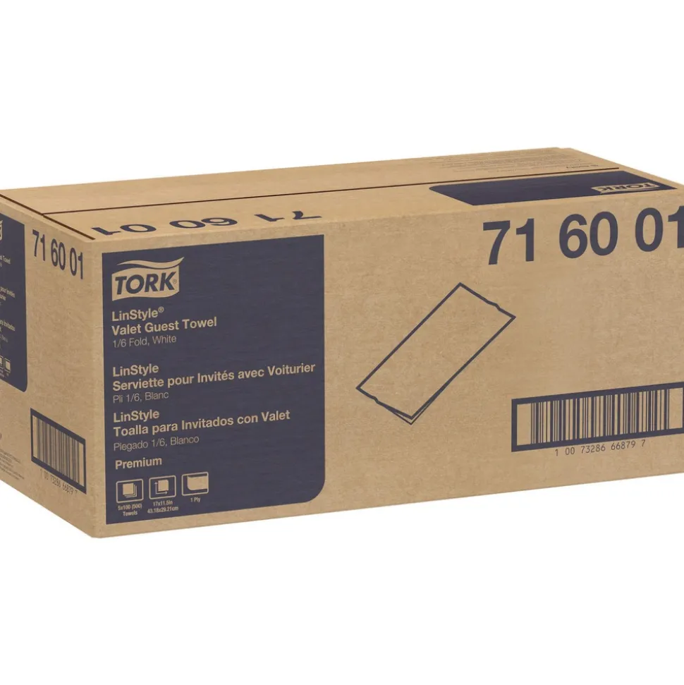 Tork 1-Ply 11.5 x 17 LinStyle Valet Guest Towel - White (5/Carton)