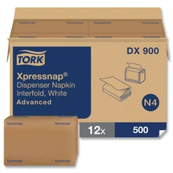 Tork 1-Ply Bag-Pack 13 in. x 8.5 in. Xpressnap Interfold Dispenser Napkins - White (6000/Carton)
