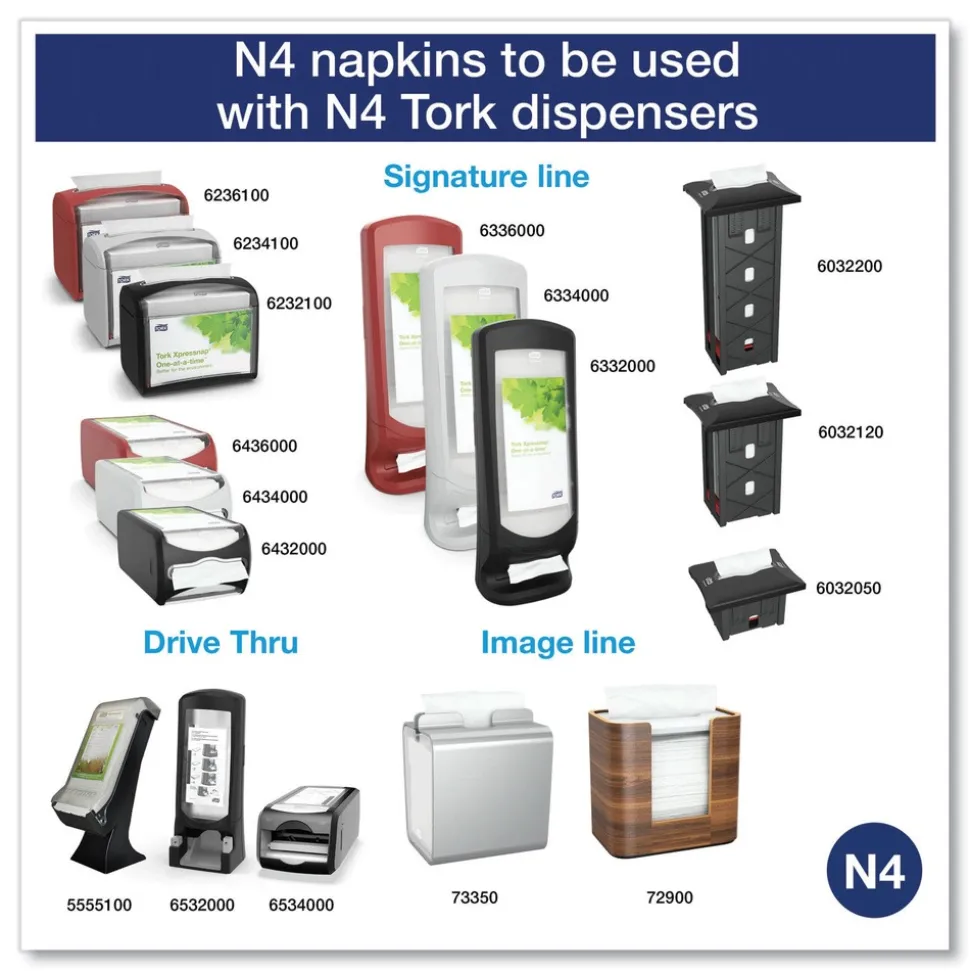 Tork 1-Ply Bag-Pack 13 in. x 8.5 in. Xpressnap Interfold Dispenser Napkins - White (6000/Carton)