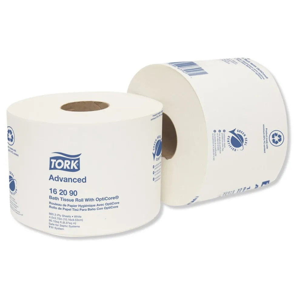 Tork 2-Ply Septic Safe Advanced Bath Tissue Roll with OptiCore - White (36/Carton)
