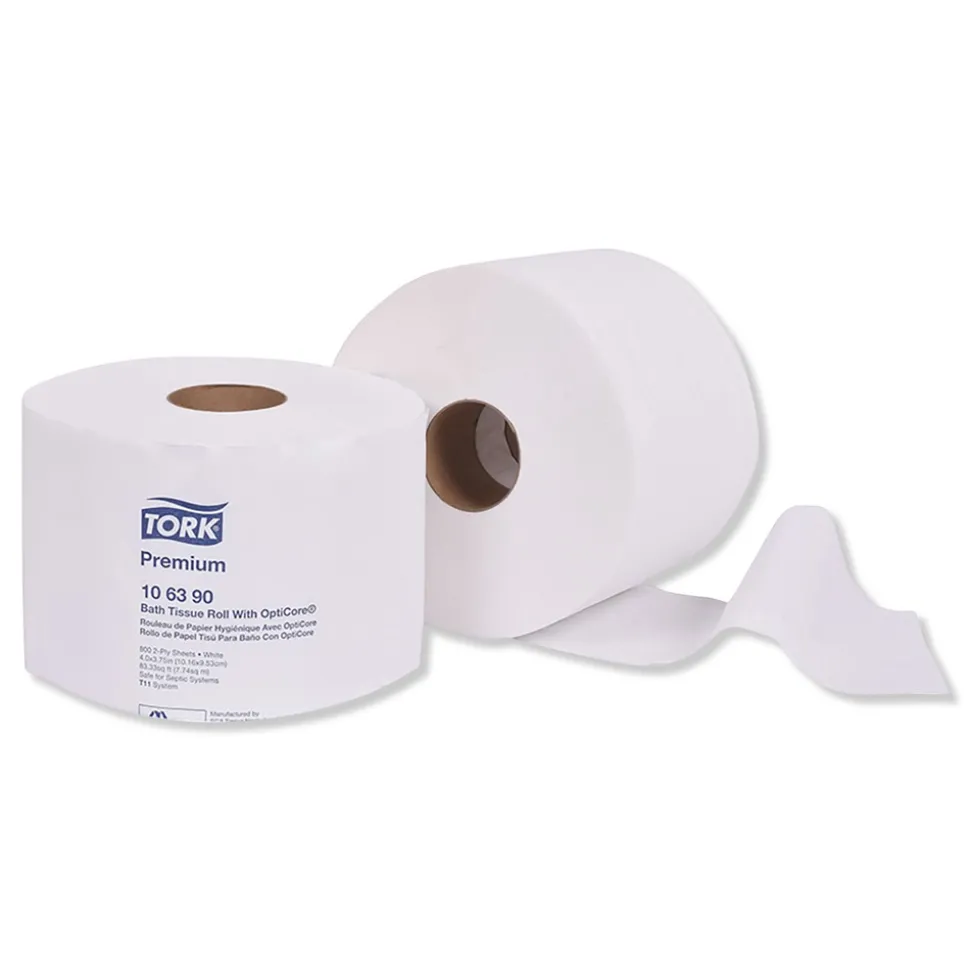 Tork 2-Ply Septic Safe Premium Bath Tissue Roll with OptiCore - White (36/Carton)