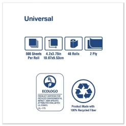 Tork TM1601A 2-Ply Universal Septic-Safe Bath Tissue - White (500 Sheets/Roll, 48 Rolls/Carton)