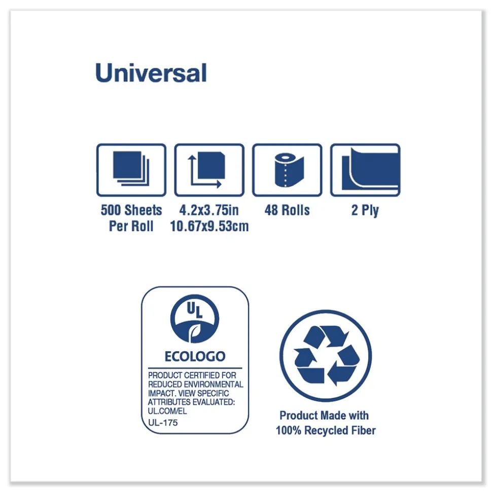 Tork TM1601A 2-Ply Universal Septic-Safe Bath Tissue - White (500 Sheets/Roll, 48 Rolls/Carton)
