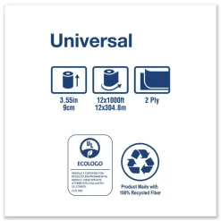 Tork Universal 3.48 in. x 1,000 ft. 2-Ply Septic Safe Jumbo Bath Tissue - White (12/Carton)