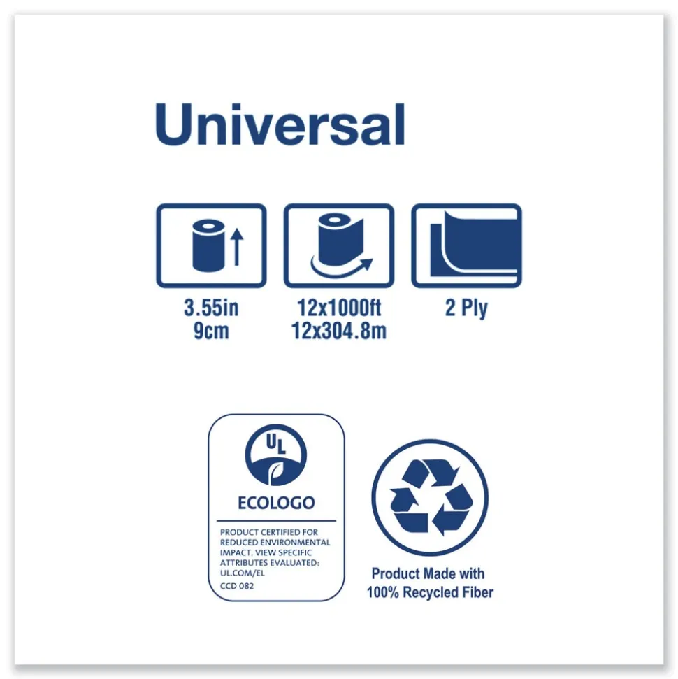 Tork Universal 3.48 in. x 1,000 ft. 2-Ply Septic Safe Jumbo Bath Tissue - White (12/Carton)