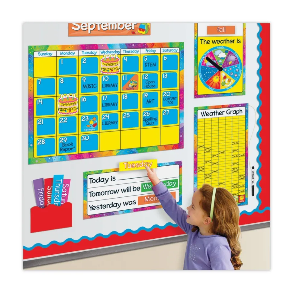 TREND 22 in. x 17 in. 12-Month Year Around Calendar Bulletin Board Set - Assorted Colors (106/Set)