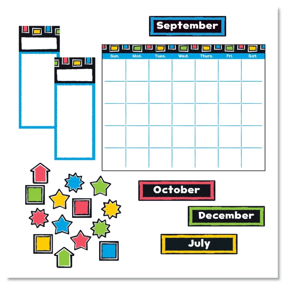 TREND 30-Piece 18 in. x 26.5 in. Bold Strokes Wipe-Off Calendar Bulletin Board Set - Assorted Colors