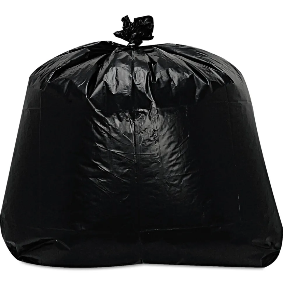 Trinity Plastics 43 in. x 47 in. 56 gal. 1.6 mil Flat Pack Low-Density Can Liners - Black (100/Carton)