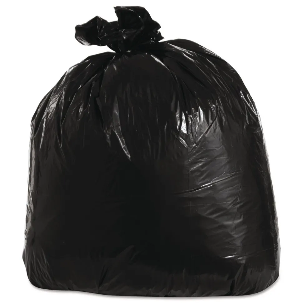 Trinity Plastics 33 in. x 39 in. 33 gal. 1.25 mil Flat Pack Low-Density Can Liners - Black (100/Carton)