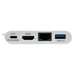 Tripp Lite 3 in. USB-A/USB-C PD Charging/Gigabit Ethernet USB 3.1 Gen 1 USB-C to HDMI Adapter - White