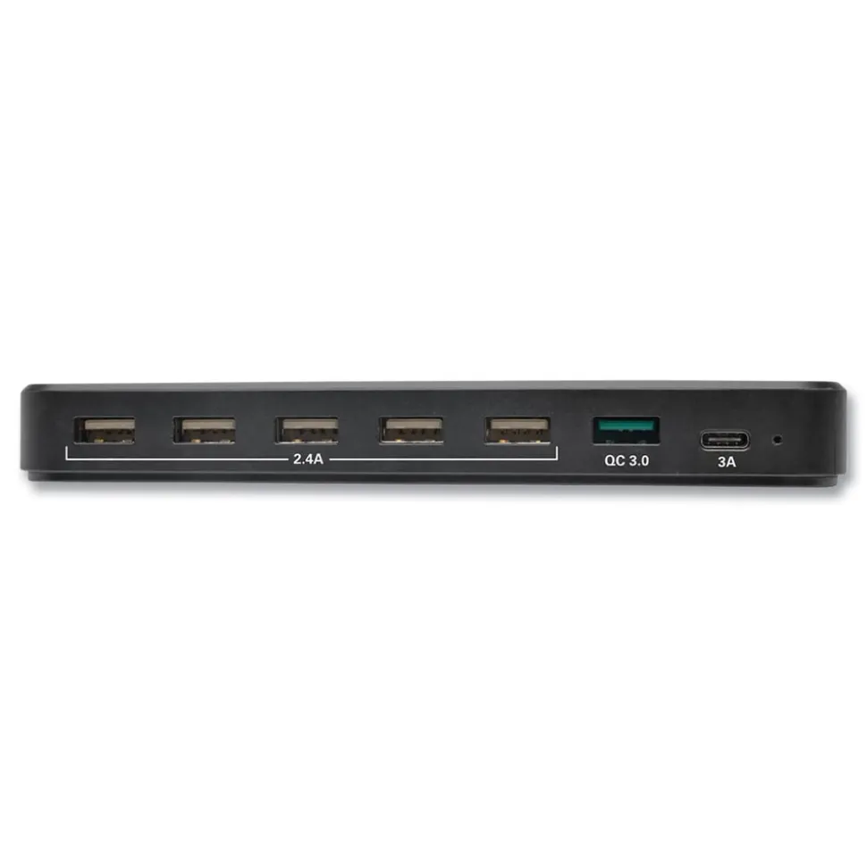 Tripp Lite 4.9 in. x 2.6 in. x 6.6 in. 7 Devices USB Charging Station with Quick Charge - Black