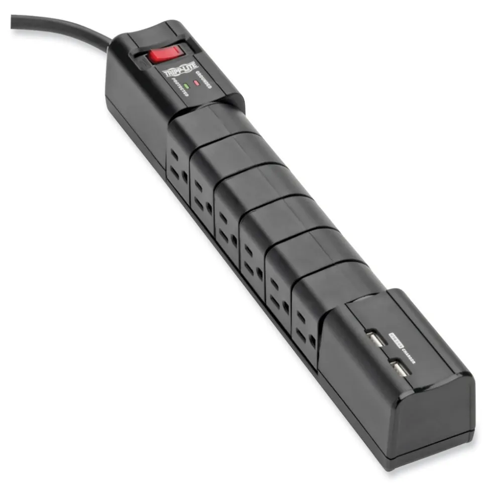 Tripp Lite Protect It! 8 ft. Cord 6 AC Outlets/2 USB Ports 1,080 J Surge Protector - Black