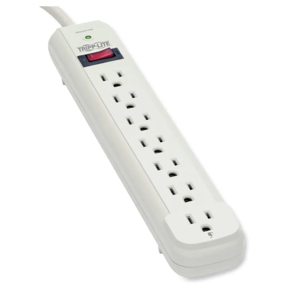 Tripp Lite Protect It! 1,080 Joules 25 ft. Cord 7 AC Outlets Surge Protector - Light Gray