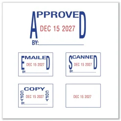 Trodat 1.63 in. x 1 in. Printy Economy 5-in-1 Self-Inking Date Stamp - Blue/Red