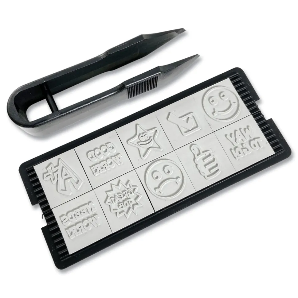 Trodat Printy 10-in-1 0.63 in. Diameter Self-Inking Teacher Stamp - Blue/Red