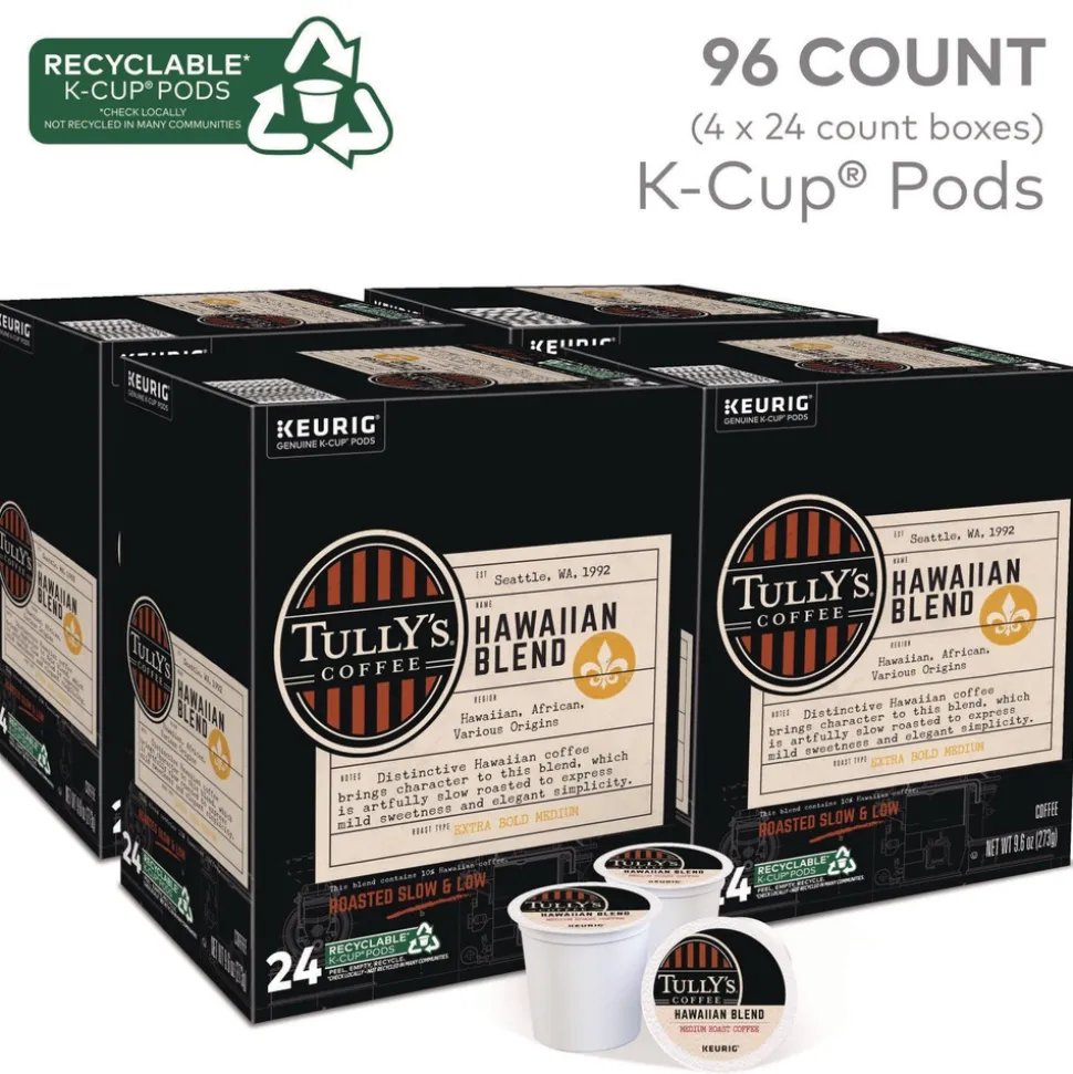 Tully's Coffee 5000373793 Coffee K-Cups - Hawaiian Blend (96/Carton)